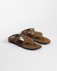 Mango Mango Teen 100% suede leather studded flat sandals in brown - 2
