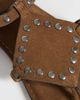 Mango Mango Teen 100% suede leather studded flat sandals in brown - 4