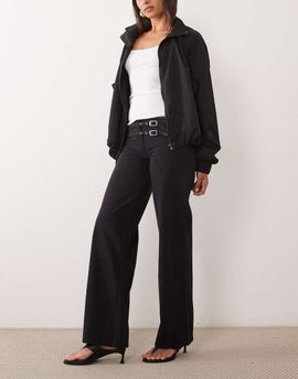 Mango Mango Teen buckle detail straight jean in dark gray