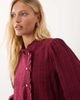 Mango Mango Teen button detail blouse in burgundy check-RED - 3