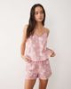Mango Mango Teen cami and short pajama set in pink floral - 2