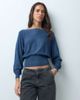 Mango Mango Teen cinched waist boat neck knitted top in petrol blue - 1