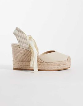 Mango Mango Teen espadrille wedges in cream-Neutral