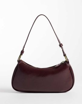 Mango Mango Teen faux leather shoulder bag in burgundy-RED