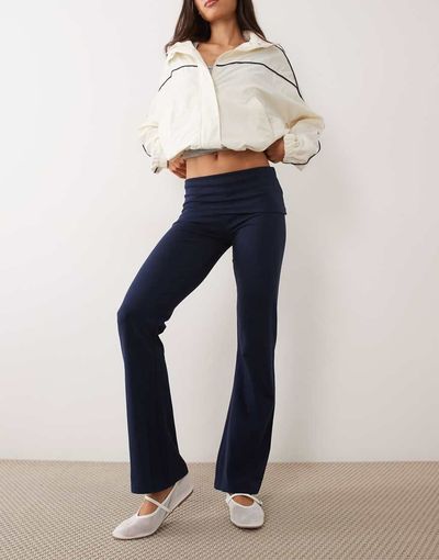 Mango Mango Teen fold-over jersey flares in navy