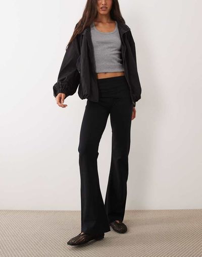 Mango Mango Teen fold over jersey flares in black