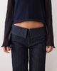 Mango Mango Teen folded waist straight jeans in indigo striped print-Blue - 2