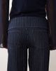 Mango Mango Teen folded waist straight jeans in indigo striped print-Blue - 3