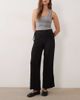 Mango Mango Teen foldover waist embroidery detail trouser in black - 2