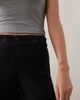 Mango Mango Teen foldover waist embroidery detail trouser in black - 4