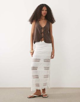Mango Mango Teen lace maxi skirt in white