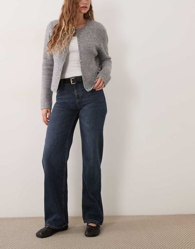 Mango Mango Teen low rise straight jean in dark blue