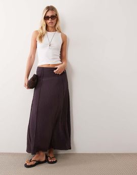 Mango Mango Teen maxi skirt in dark brown
