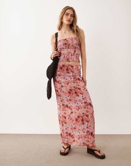 Mango Mango Teen maxi skirt in pink floral - part of a set