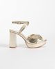 Mango Mango Teen platform block heel sandals in gold - 1