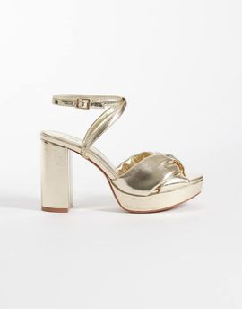 Mango Mango Teen platform block heel sandals in gold