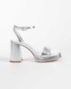 Mango Mango Teen platform block heeled sandals in silver - 1