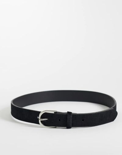 Mango Mango Teen pony-hair belt in black