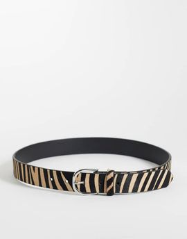Mango Mango Teen pony hair belt in zebra-Black