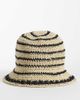 Mango Mango Teen raffia sun hat in beige and black stripes-Multi - 1