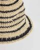 Mango Mango Teen raffia sun hat in beige and black stripes-Multi - 2