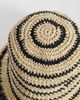 Mango Mango Teen raffia sun hat in beige and black stripes-Multi - 3