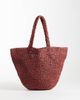 Mango Mango Teen raffia tote bag in deep red - 1