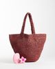 Mango Mango Teen raffia tote bag in deep red - 2