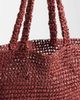 Mango Mango Teen raffia tote bag in deep red - 3