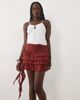 Mango Mango Teen ruffle mini skirt in rust-Orange - 4