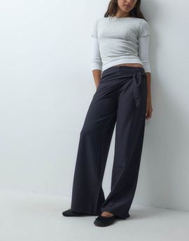Mango Mango Teen scarf detail straight trouser in navy