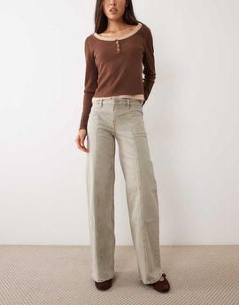 Mango Mango Teen seam detail jean in light beige-NEUTRAL