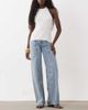 Mango Mango Teen seam front straight leg jeans in acid wash-Blue - 1