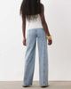 Mango Mango Teen seam front straight leg jeans in acid wash-Blue - 2