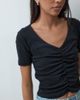 Mango Mango Teen short sleeve ruched t-shirt in black - 2