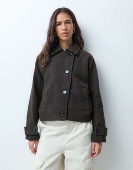 Mango Mango Teen short trench in chocolate-Brown
