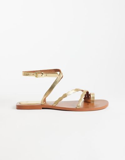 Mango Mango Teen strappy flat sandals in gold