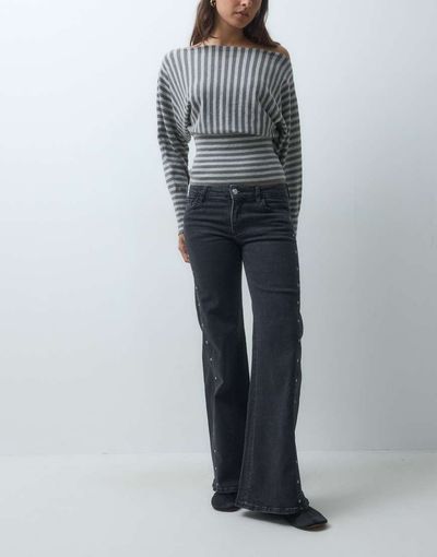Mango Mango Teen studded straight jean in black