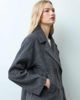 Mango Mango Teen wool mix cropped trench in gray check print - 1