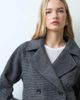 Mango Mango Teen wool mix cropped trench in gray check print - 4