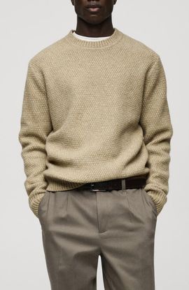 MANGO MANGO Textured Crewneck Sweater