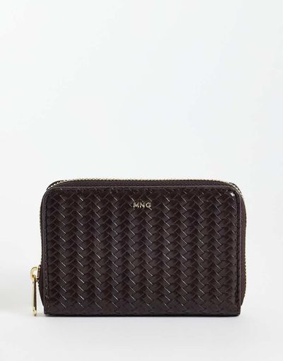 Mango Mango textured faux leather wallet in brown