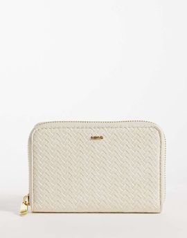 Mango Mango textured faux leather wallet in oat-White