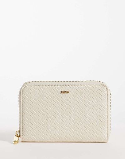 Mango Mango textured faux leather wallet in oat-White