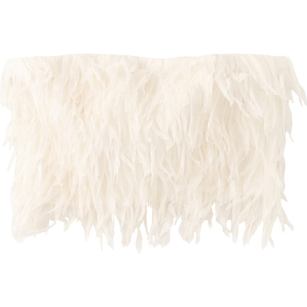 MANGO MANGO Textured Fringe Strapless Crop Top