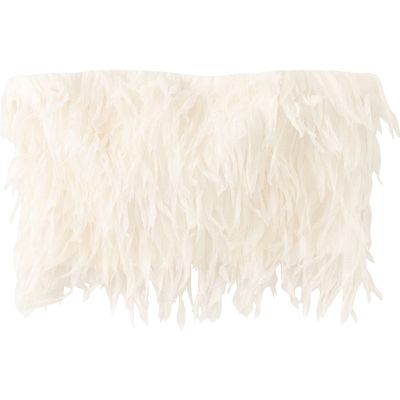 MANGO MANGO Textured Fringe Strapless Crop Top