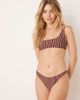 Mango Mango textured square neck striped bikini top in brown - 1