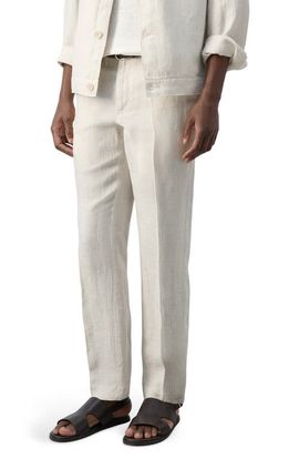 MANGO MANGO Textured Stripe Linen Pants