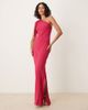 Mango Mango tie detail one shoulder maxi dress in bright pink - 1