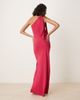 Mango Mango tie detail one shoulder maxi dress in bright pink - 2